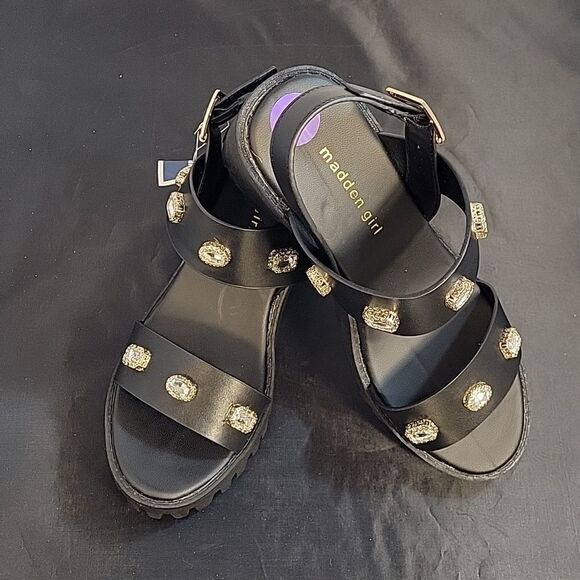 BRAND NEW MADDEN GIRL CRYSTAL LEATHER PLASFORM HEEL SANDAL G1 - Picture 13 of 13